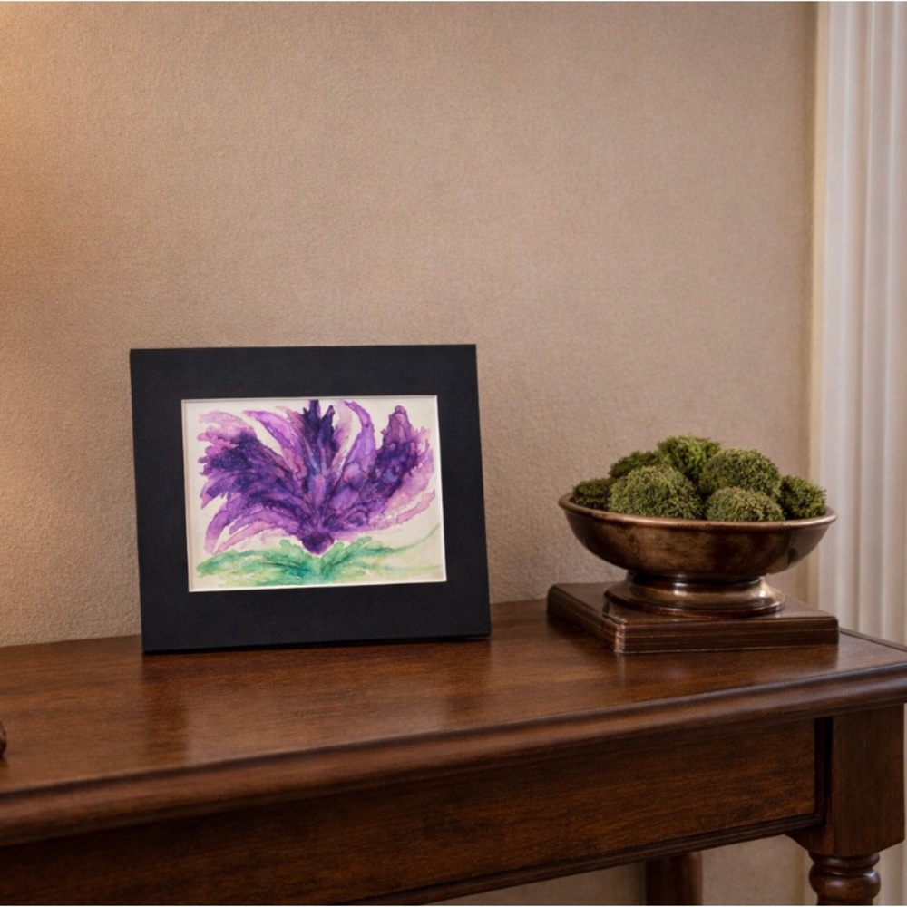 Handcrafted original abstract alcohol ink wall decor purple painting - Picture 5 of 9
